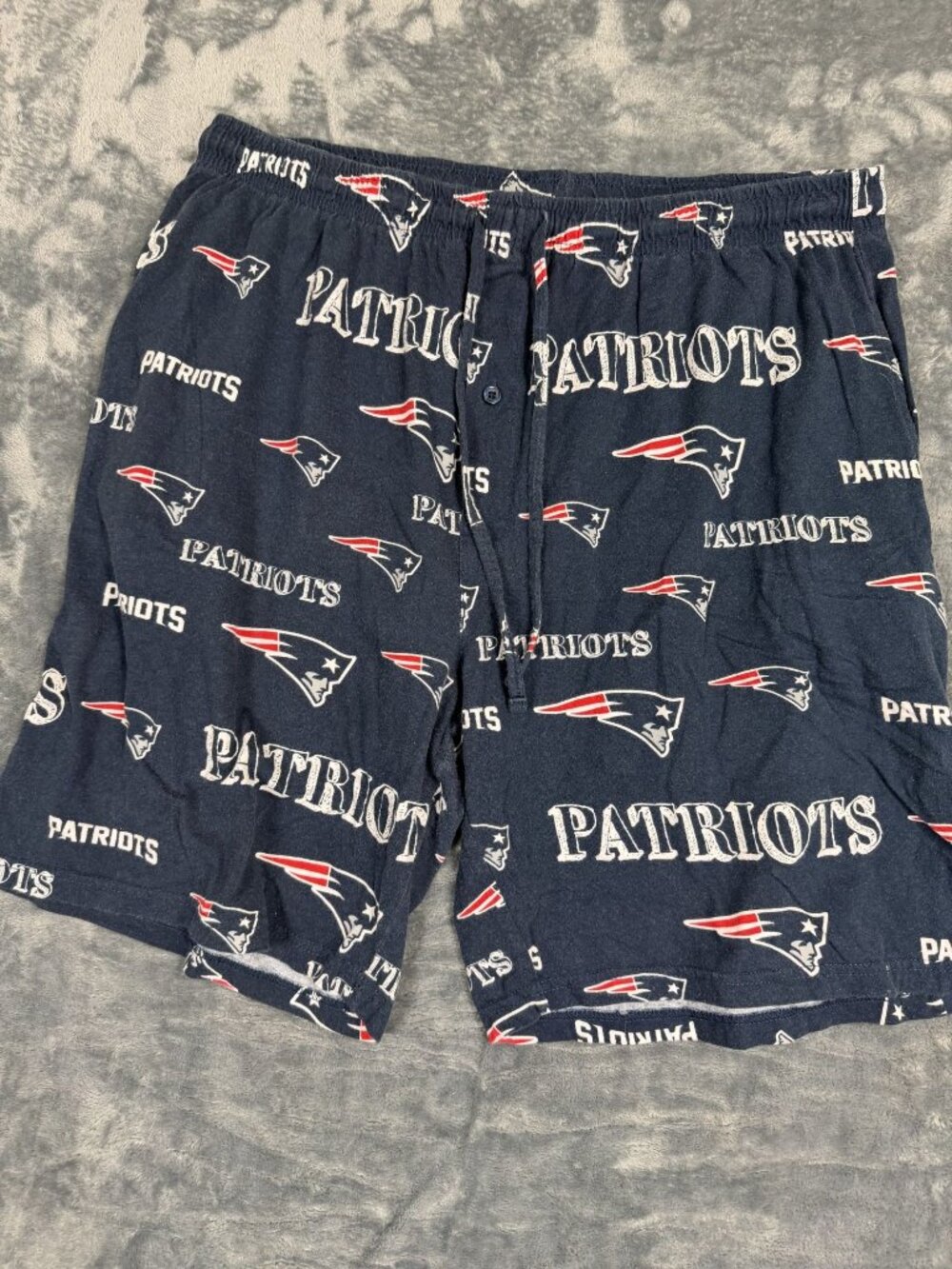 NFL Team Apparel Mens Patriots Sleep Shorts Large Navy Lounge Pajama Bottoms